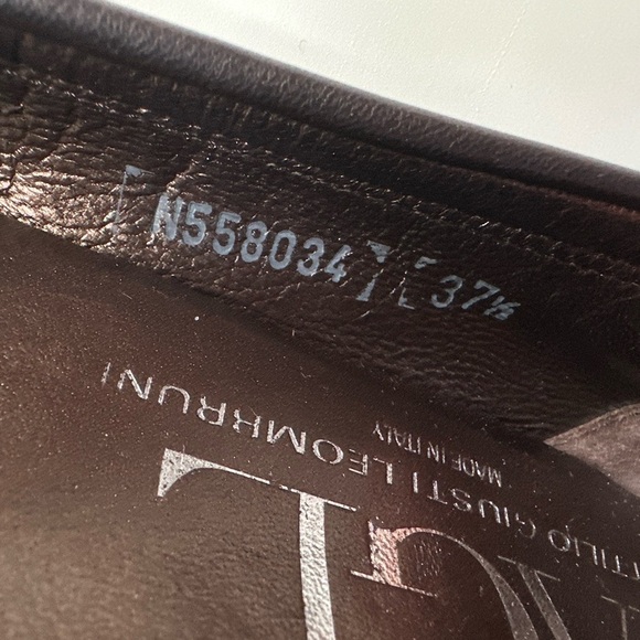 AGL Attilio Giusti Leombruni Ballet Flats Brown Leather Patent Cap Toe Size 37.5 - Picture 3 of 4